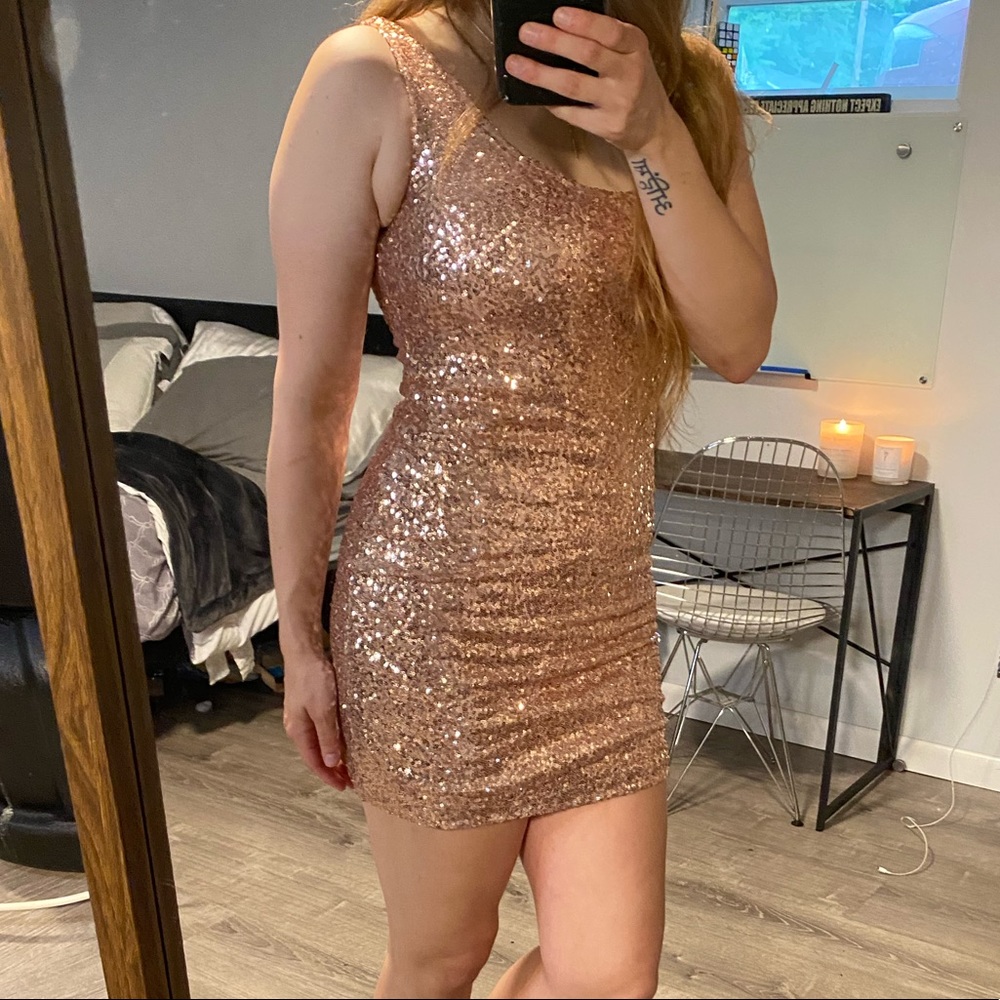 Light Pink Sequin Mini Dress-$7 when you buy 2 or more items!